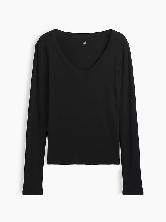 Modern Ribbed V-Neck T-Shirt