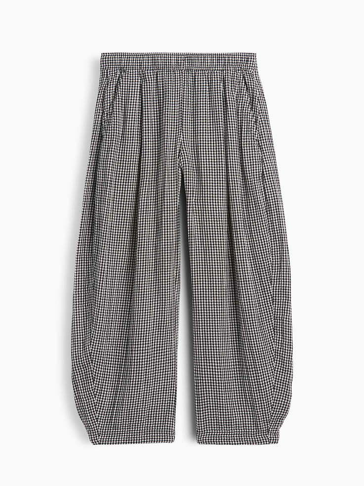 L'image numéro 5 présente Pantalon décontracté coupe baril en gaze de coton