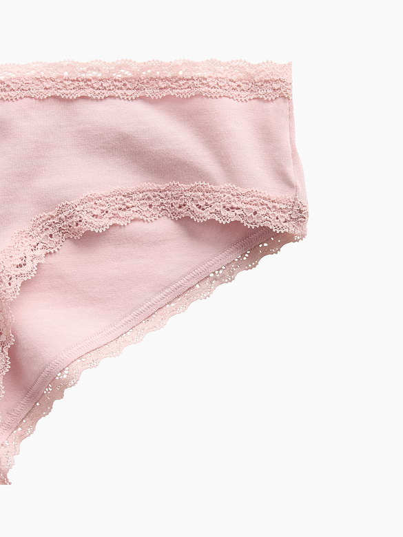 SoftMade Organic Stretch Cotton Lace-Trim Cheeky Hipster