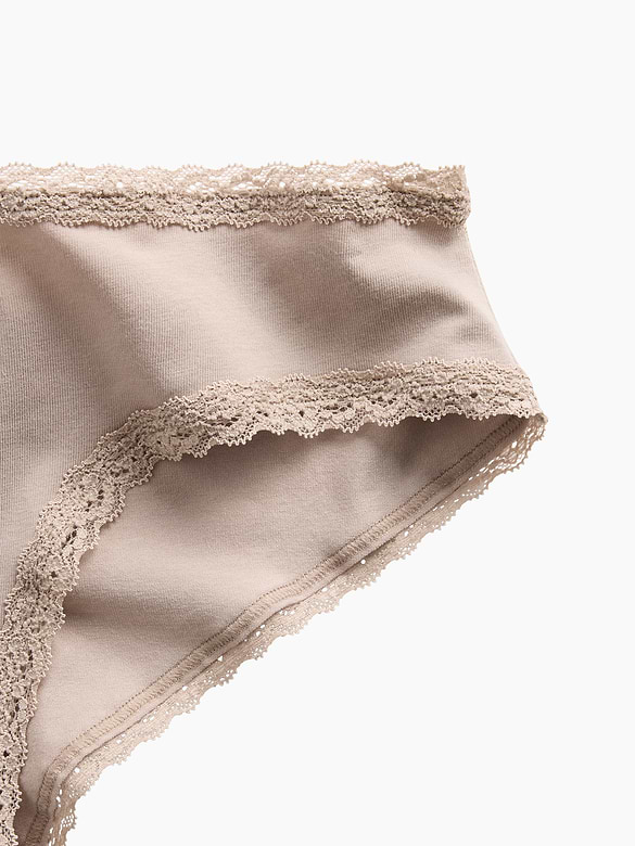 SoftMade Organic Stretch Cotton Lace-Trim Cheeky Hipster