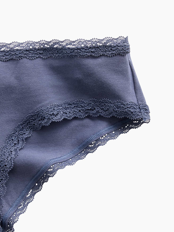 Image number 3 showing, SoftMade Organic Stretch Cotton Lace-Trim Cheeky Hipster