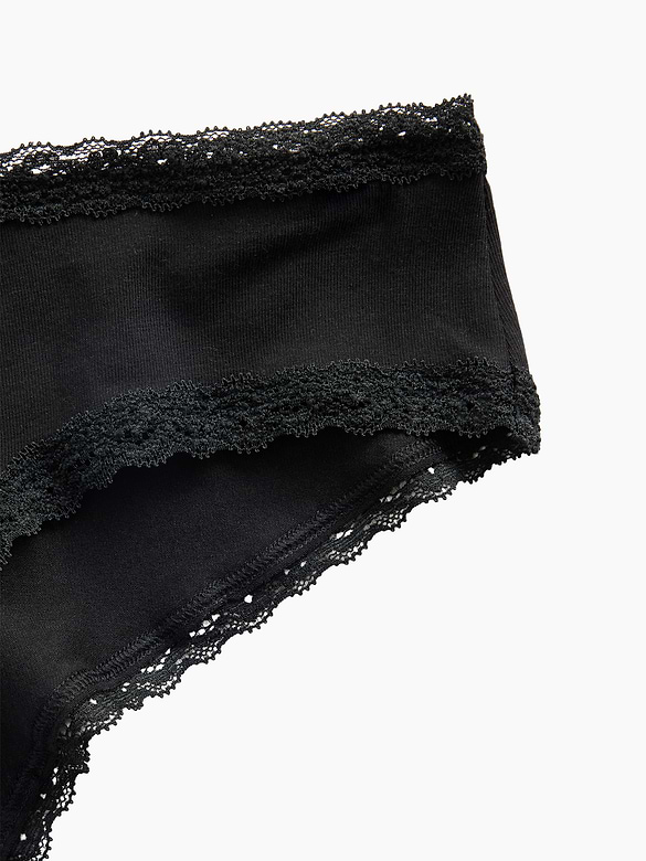 SoftMade Organic Stretch Cotton Lace-Trim Cheeky Hipster