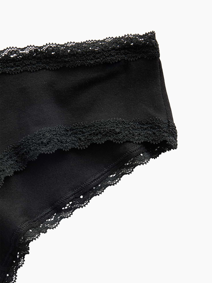 Image number 3 showing, SoftMade Organic Stretch Cotton Lace-Trim Cheeky Hipster