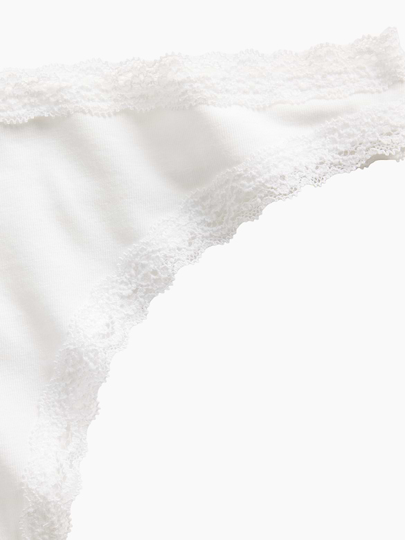 SoftMade Organic Stretch Cotton Lace-Trim Thong