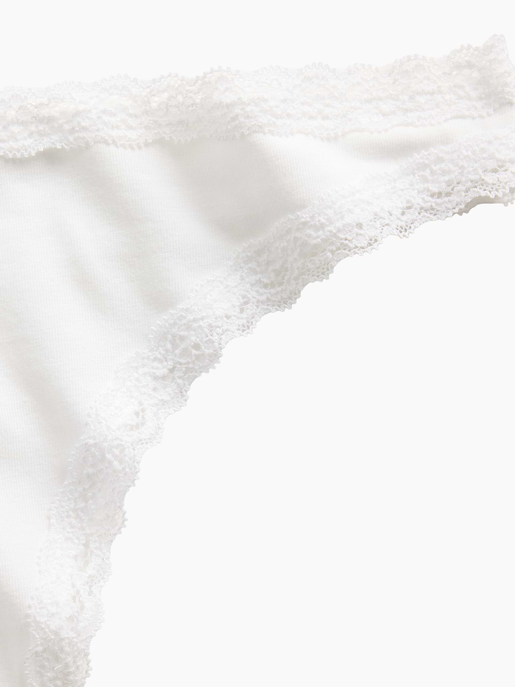 Image number 3 showing, SoftMade Organic Stretch Cotton Lace-Trim Thong