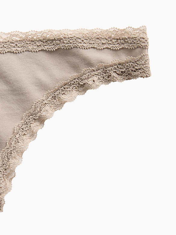 SoftMade Organic Stretch Cotton Lace-Trim Thong