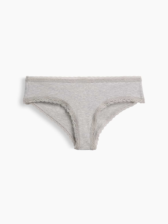 SoftMade Organic Stretch Cotton Lace-Trim Cheeky Hipster