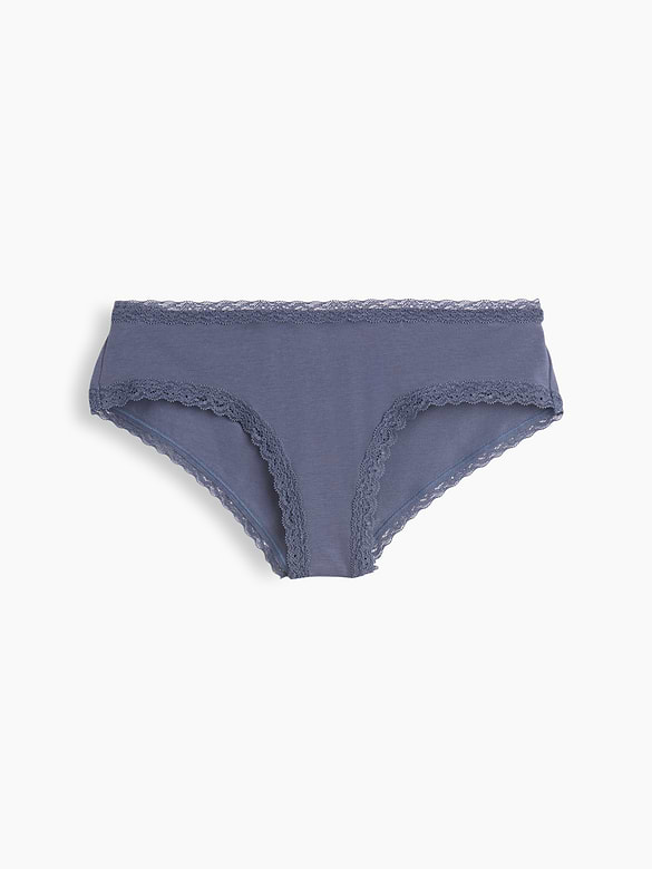 SoftMade Organic Stretch Cotton Lace-Trim Cheeky Hipster