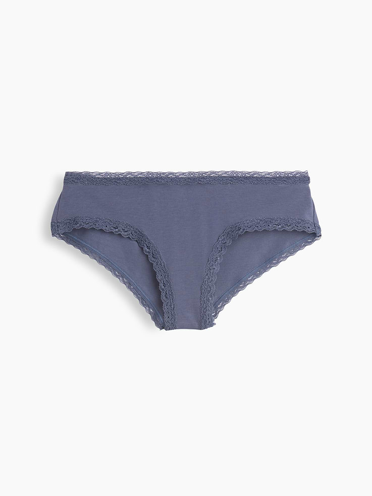 Image number 5 showing, SoftMade Organic Stretch Cotton Lace-Trim Cheeky Hipster