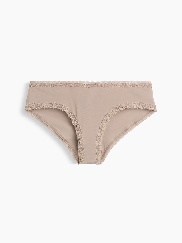 SoftMade Organic Stretch Cotton Lace-Trim Cheeky Hipster