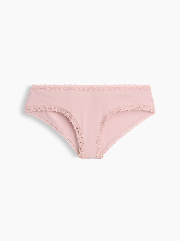 SoftMade Organic Stretch Cotton Lace-Trim Cheeky Hipster