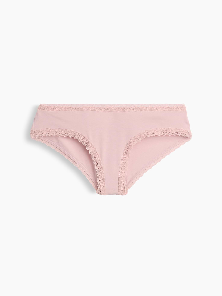 Image number 5 showing, SoftMade Organic Stretch Cotton Lace-Trim Cheeky Hipster