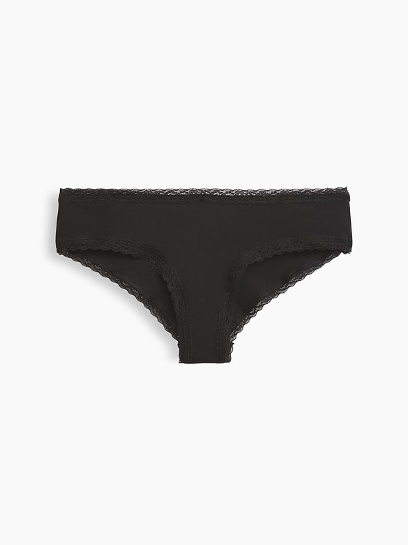 SoftMade Organic Stretch Cotton Lace-Trim Cheeky Hipster