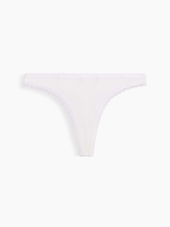 SoftMade Organic Stretch Cotton Lace-Trim Thong