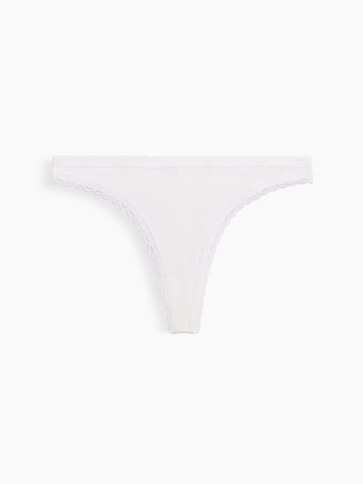 Image number 5 showing, SoftMade Organic Stretch Cotton Lace-Trim Thong