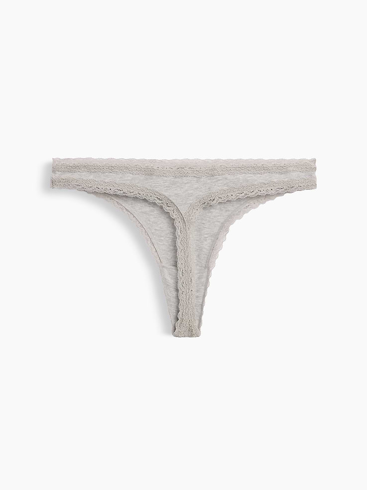 Image number 5 showing, SoftMade Organic Stretch Cotton Lace-Trim Thong