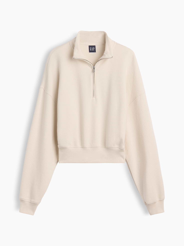 L'image numéro 6 présente Chandail surdimensionné à demi-glissière en coton texturé