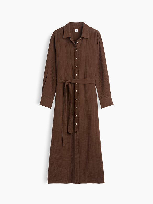 Cotton Gauze Maxi Shirtdress