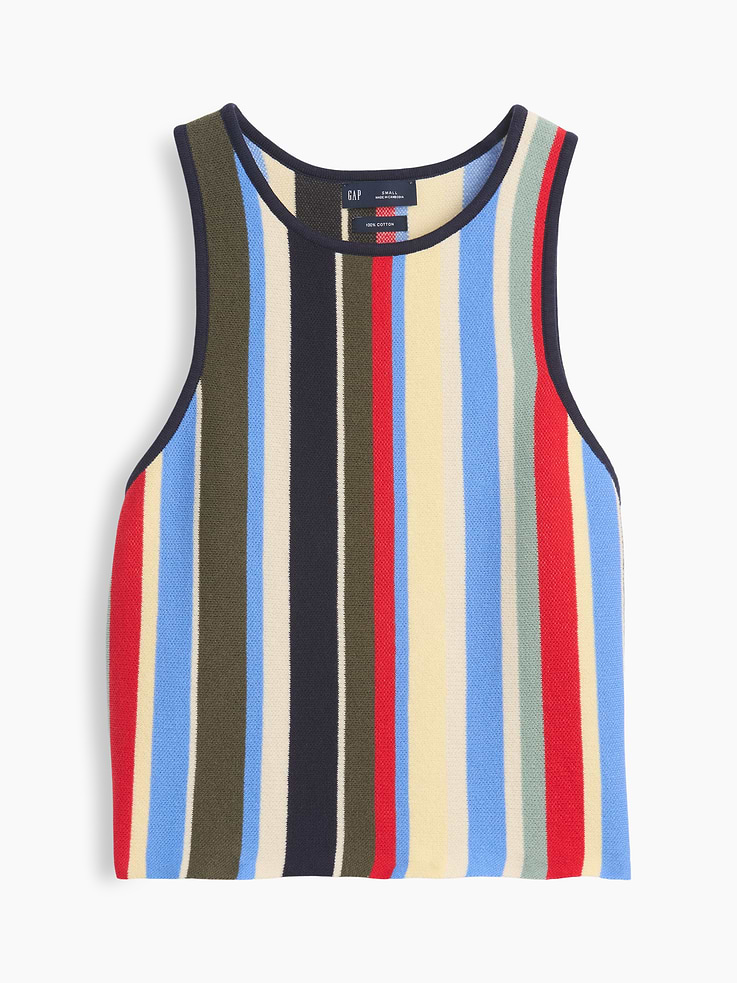 Image number 6 showing, 100% Cotton Stripe Halter Sweater Tank