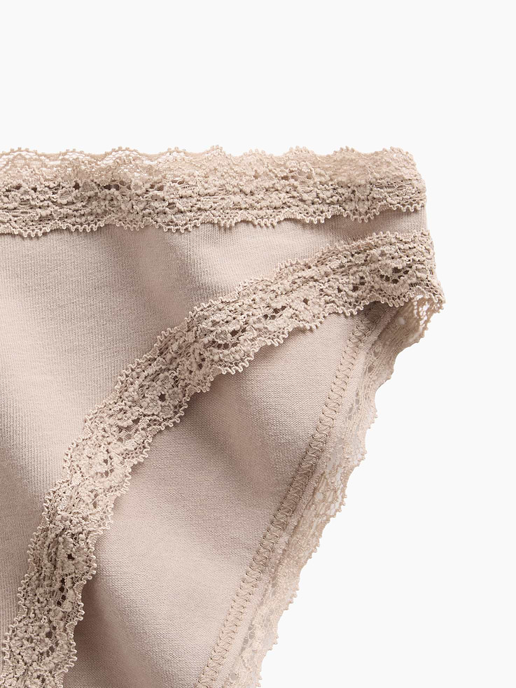 Image number 3 showing, SoftMade Organic Stretch Cotton Lace-Trim Bikini