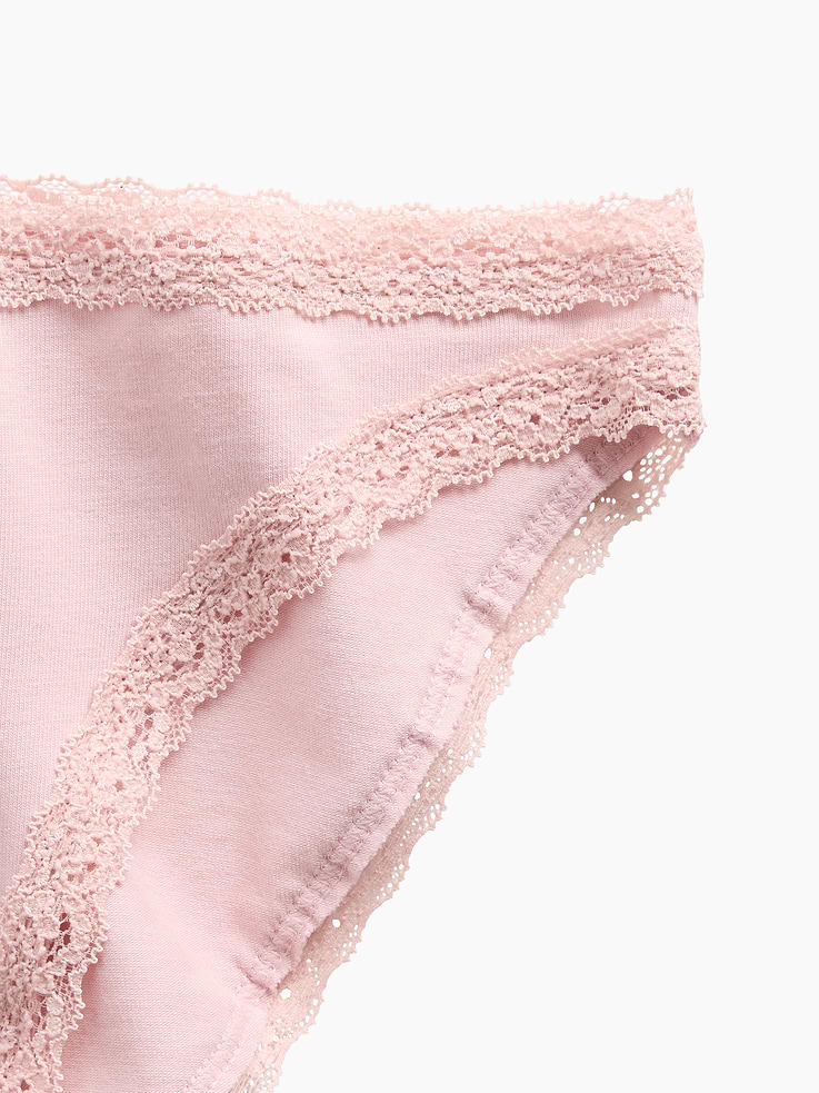 Image number 3 showing, SoftMade Organic Stretch Cotton Lace-Trim Bikini
