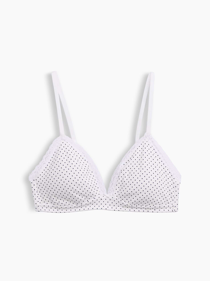 L'image numéro 6 présente Soutien-gorge léger à bonnets triangulaires en coton biologique extensible PureDouceur à bordure en dentelle
