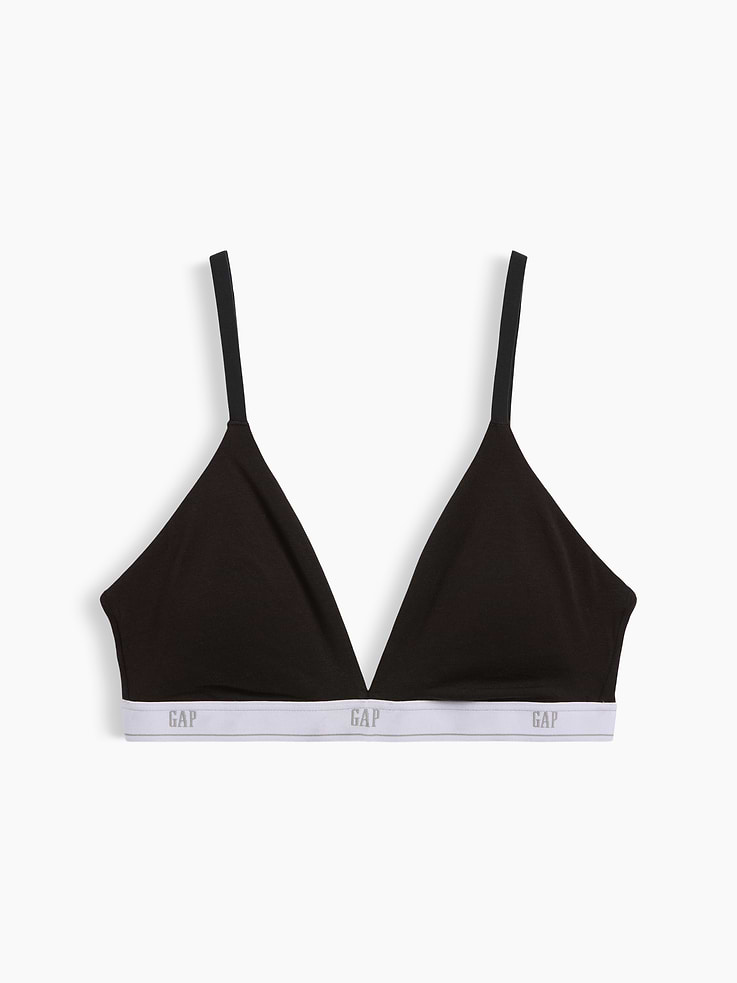 L'image numéro 6 présente Soutien-gorge à bonnets triangulaires en coton biologique extensible PureDouceur à logo