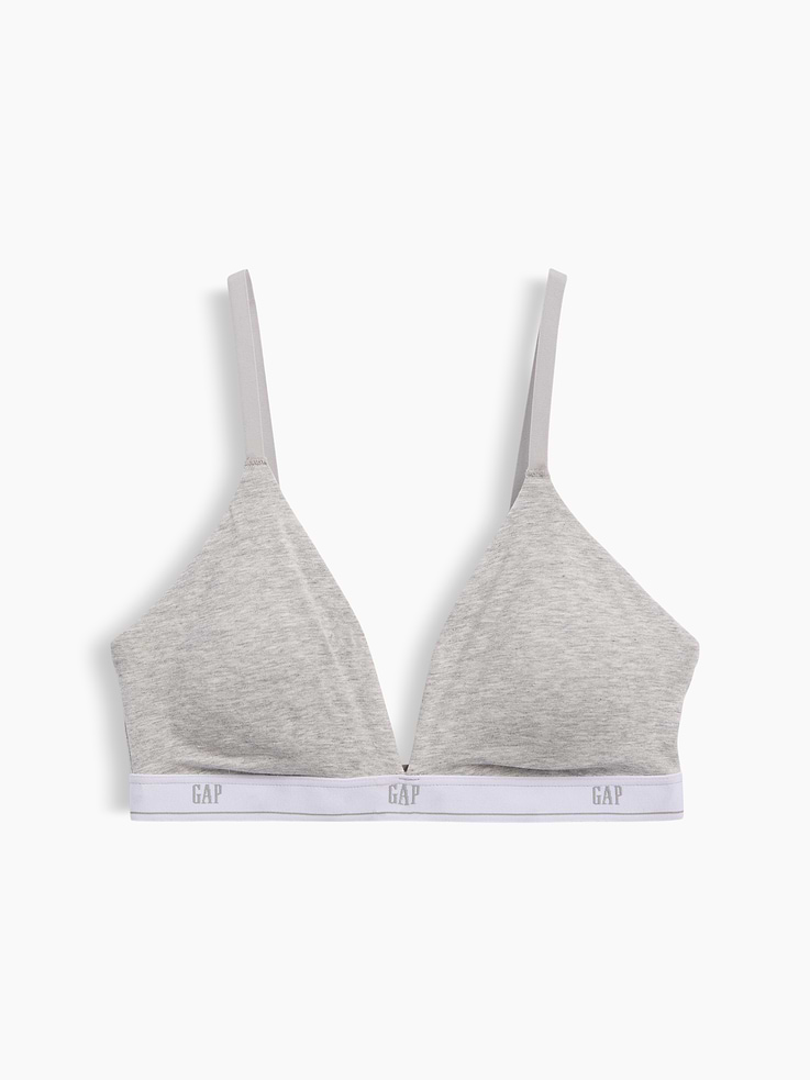 L'image numéro 6 présente Soutien-gorge à bonnets triangulaires en coton biologique extensible PureDouceur à logo
