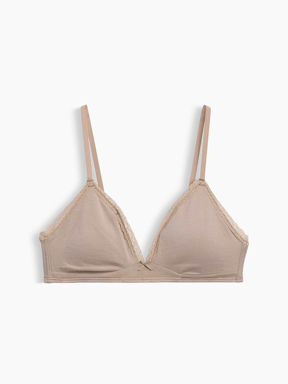 SoftMade Organic Stretch Cotton Lace-Trim Triangle Bralette