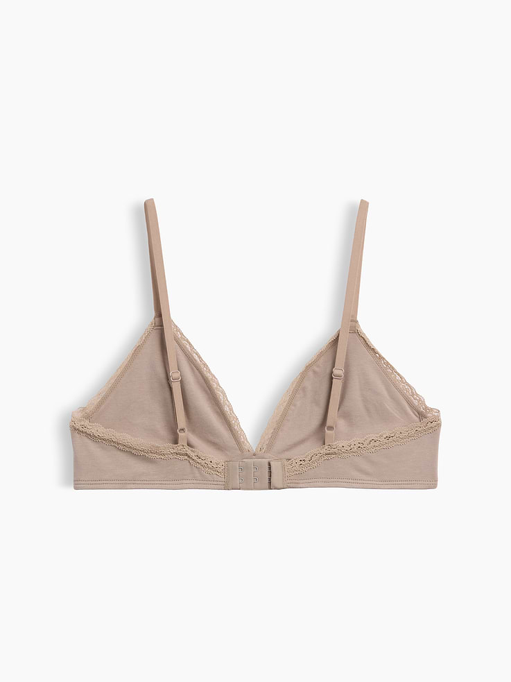 L'image numéro 7 présente Soutien-gorge léger à bonnets triangulaires en coton biologique extensible PureDouceur à bordure en dentelle