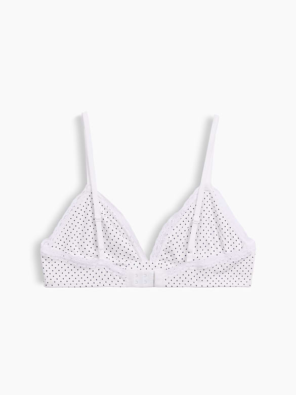 SoftMade Organic Stretch Cotton Lace-Trim Triangle Bralette