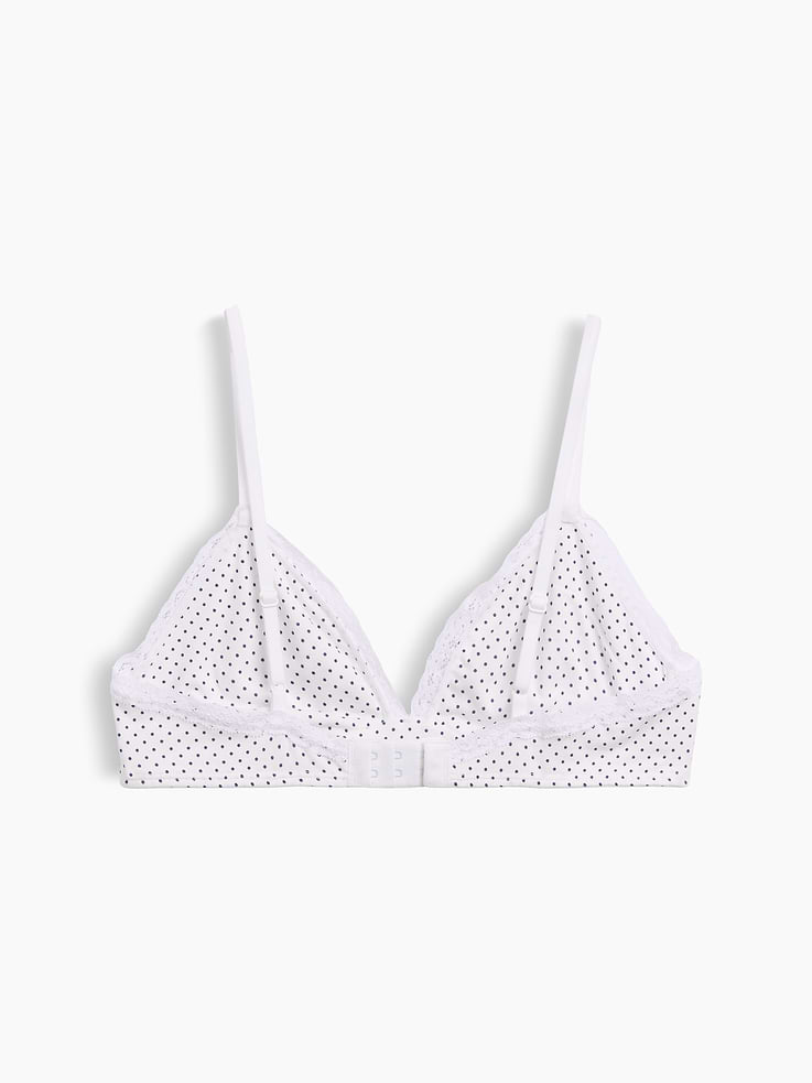 L'image numéro 7 présente Soutien-gorge léger à bonnets triangulaires en coton biologique extensible PureDouceur à bordure en dentelle