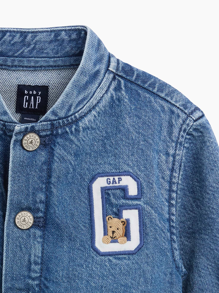 Image number 3 showing, Baby Denim Brannan Bear Varsity Logo Jacket