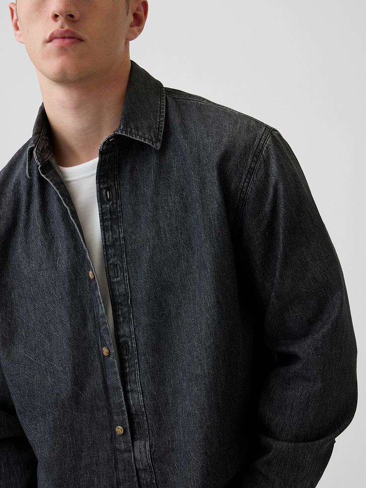 Image number 4 showing, Denim Relaxed Straight-Hem Shirt