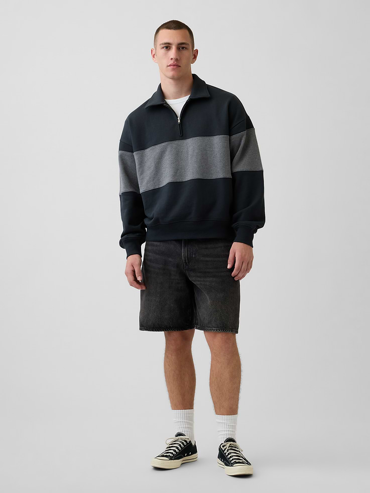 Image number 2 showing, Heavyweight Oversized Stripe Half-Zip Pullover
