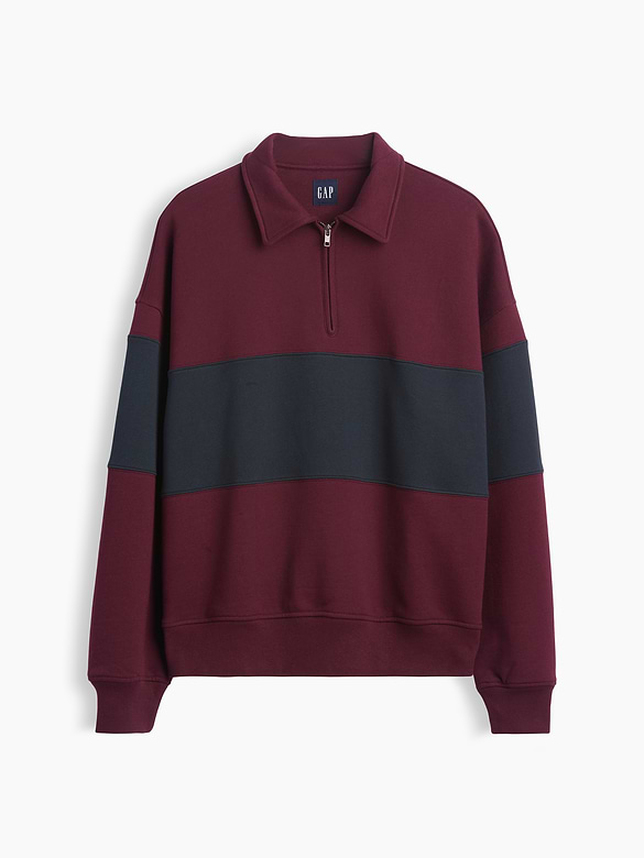 Heavyweight Oversized Stripe Half-Zip Pullover