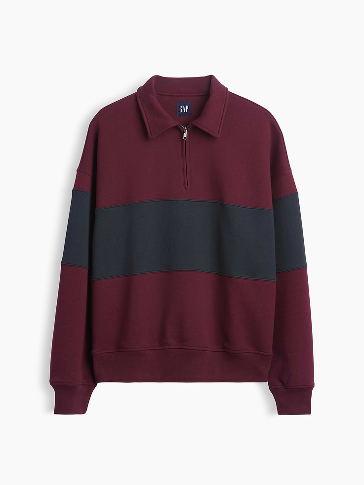 Image number 5 showing, Heavyweight Oversized Stripe Half-Zip Pullover