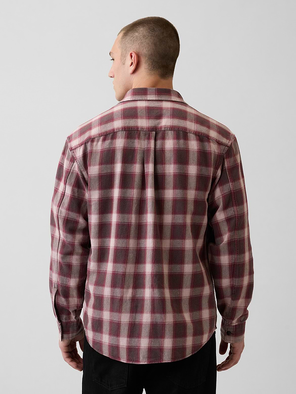 Sunwashed Twill Relaxed Plaid Shirt