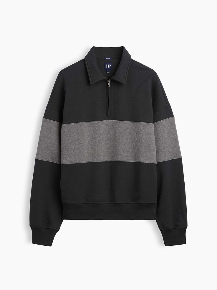 Image number 5 showing, Heavyweight Oversized Stripe Half-Zip Pullover