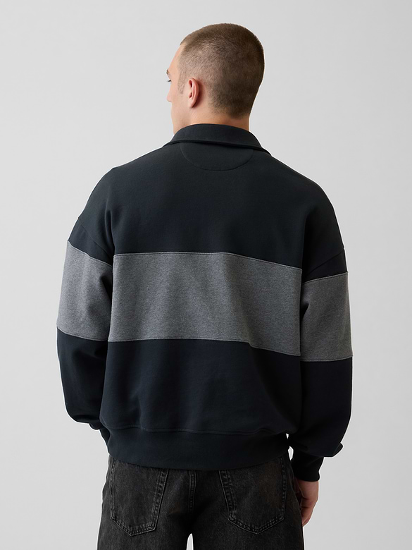 Heavyweight Oversized Stripe Half-Zip Pullover