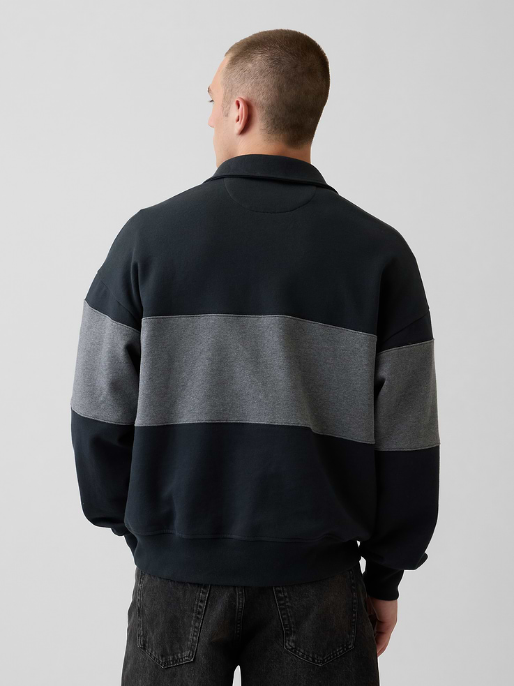 Image number 3 showing, Heavyweight Oversized Stripe Half-Zip Pullover