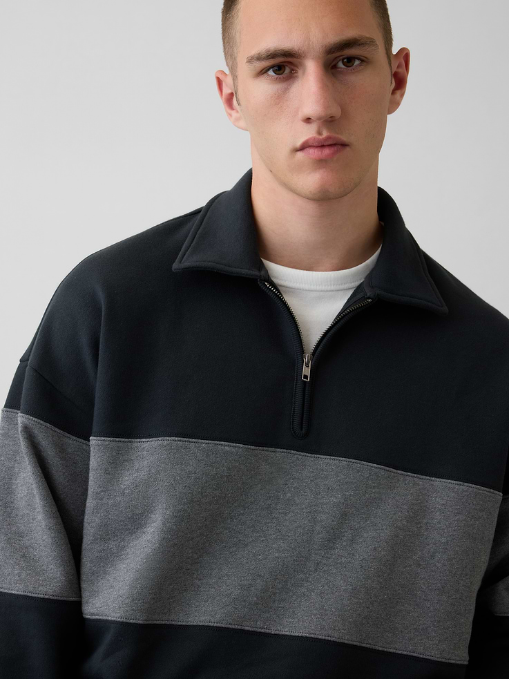 Image number 4 showing, Heavyweight Oversized Stripe Half-Zip Pullover