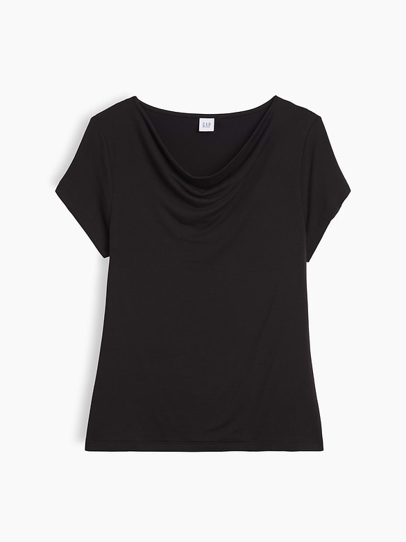 Stretch Jersey Cowl-Neck Top