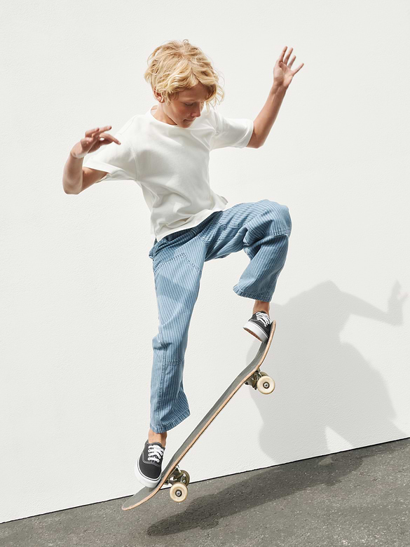 Kids Baggy Stripe Double-Knee Carpenter Jeans