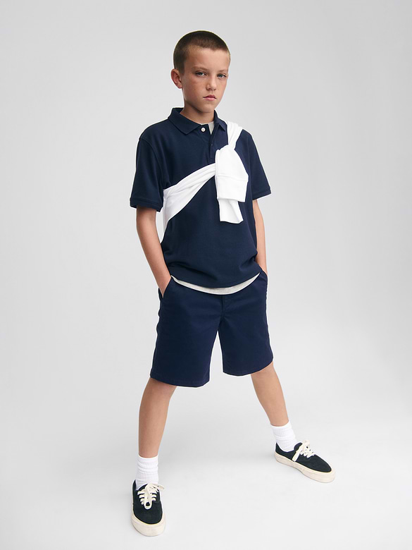 Kids Uniform Stretch Relaxed Khaki Shorts