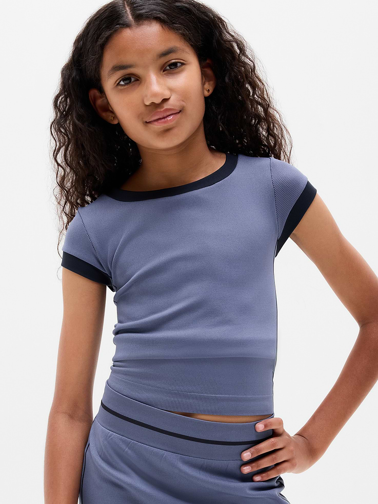 Image number 1 showing, Athleta Girl Rise Above Rib Finish Line Tee