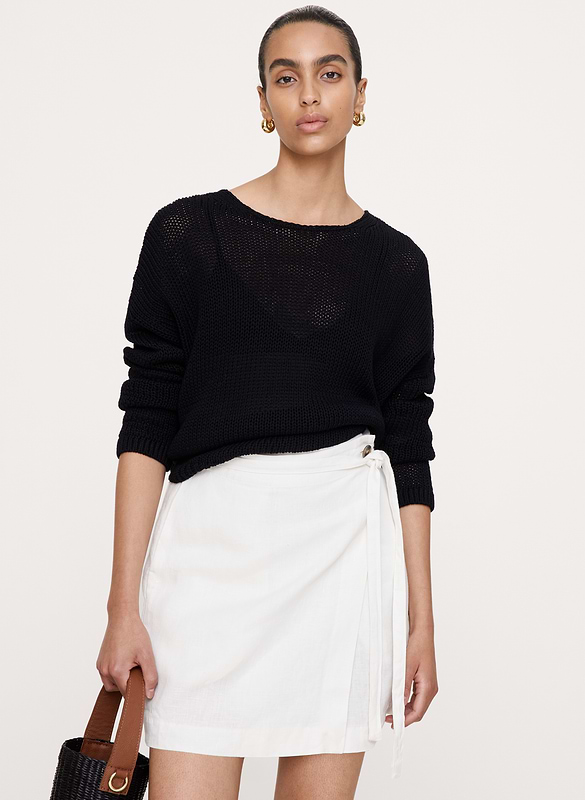Linen Wrap Mini Skirt