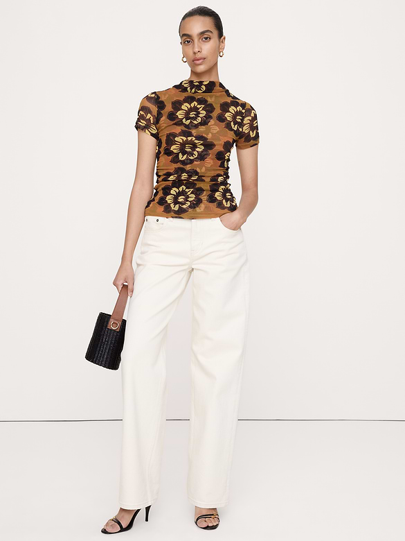Mesh Mock-Neck Top
