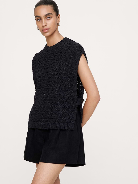 Open Side-Button Sweater Vest