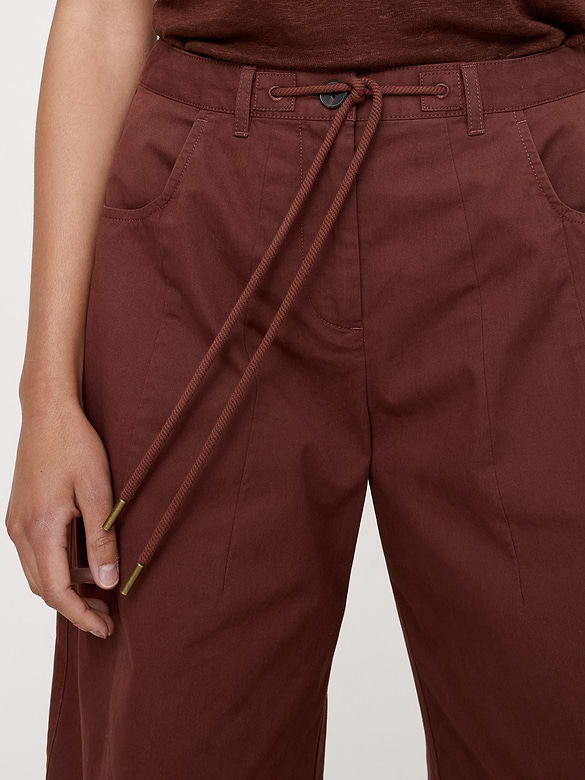 Mid-Rise Barrel Cotton Poplin Pant